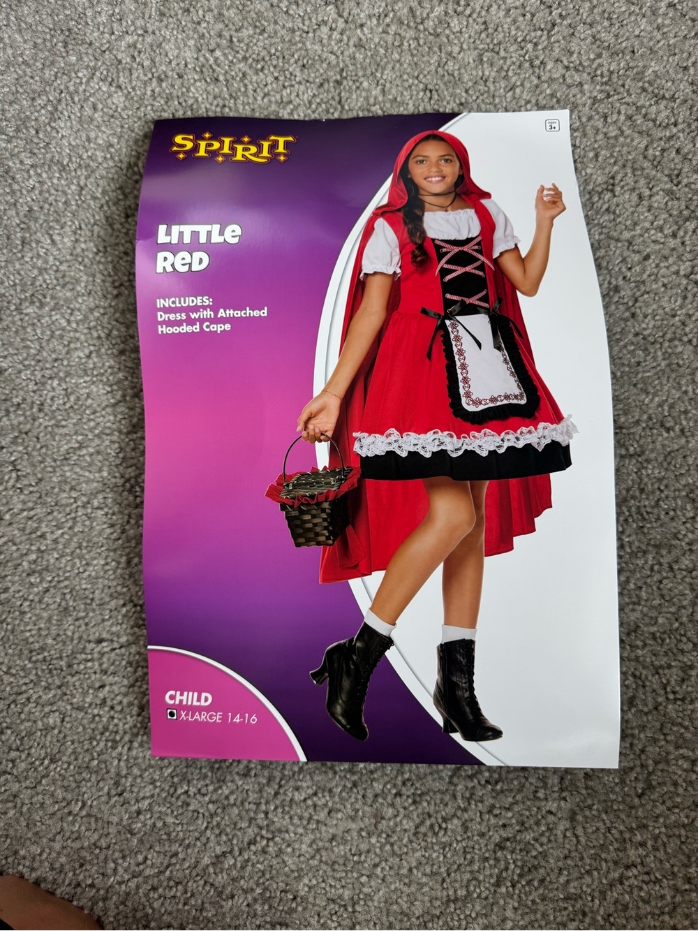 Spirit Little Red Hooded Dress Costume in Red and Black